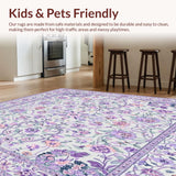 Floral Cat Inspired Area Rug(White)