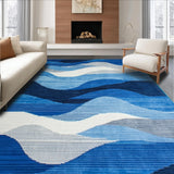 Ultra Soft Area Rug, Non Slip, Stain Resistant, Washable Area Rugs for Living Room, Bedroom, Dynamic Blue Grey Geometric Fusion(Blue)