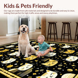 Ultra Soft Area Rug, Non Slip, Stain Resistant, Washable Area Rugs for Living Room, Bedroom, Trendy Feline Inspired Welcome Mat(Black)
