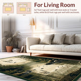 Ultra Soft Area Rug, Non Slip, Stain Resistant, Washable Area Rugs for Living Room, Bedroom, Vibrant Multi-Color Fishing Landscape(Brown)