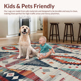 Ultra Soft Area Rug, Non Slip, Stain Resistant, Washable Area Rugs for Living Room, Bedroom, Vibrant Tribal Diamond Motif(Red)
