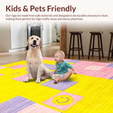 Ultra Soft Area Rug, Non Slip, Stain Resistant, Washable Area Rugs for Living Room, Bedroom, Lively Multicolor Happy Faces(Yellow)