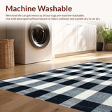 Ultra Soft Area Rug, Non Slip, Stain Resistant, Washable Area Rugs for Living Room, Bedroom, Black and White Plaid Outdoor Area Rug(Black)