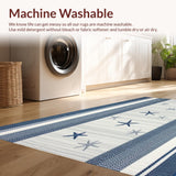 Ultra Soft Area Rug, Non Slip, Stain Resistant, Washable Area Rugs for Living Room, Bedroom, Trendy Striped Seaside Inspiration(Blue)