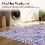 Ultra Soft Area Rug, Non Slip, Stain Resistant, Washable Area Rugs for Living Room, Bedroom, Sophisticated Ogee Patterned Delight(Purple)