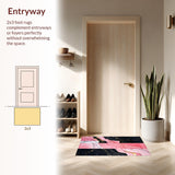 Ultra Soft Area Rug, Non Slip, Stain Resistant, Washable Area Rugs for Living Room, Bedroom, Minimalist Pink and Charcoal Contrast(Pink)