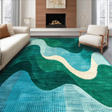Ultra Soft Area Rug, Non Slip, Stain Resistant, Washable Area Rugs for Living Room, Bedroom, Vibrant Contemporary Fluid Shapes(Green)