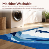 Ultra Soft Area Rug, Non Slip, Stain Resistant, Washable Area Rugs for Living Room, Bedroom, Whimsical Aqua Marine Elegance(Blue)