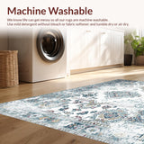 Ultra Soft Area Rug, Non Slip, Stain Resistant, Washable Area Rugs for Living Room, Bedroom, Unique Gray Medallion Aesthetic(White)