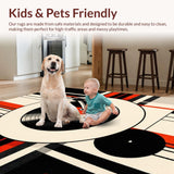 Ultra Soft Area Rug, Non Slip, Stain Resistant, Washable Area Rugs for Living Room, Bedroom, Artistic Striped Vintage Motif(Red)
