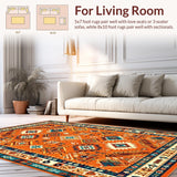 Ultra Soft Area Rug, Non Slip, Stain Resistant, Washable Area Rugs for Living Room, Bedroom, Sophisticated Warm Tones Tiled Look(Orange)