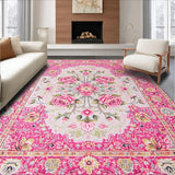 Ultra Soft Area Rug, Non Slip, Stain Resistant, Washable Area Rugs for Living Room, Bedroom, Soft Pink Vintage Aesthetic(Pink)