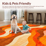 Ultra Soft Area Rug, Non Slip, Stain Resistant, Washable Area Rugs for Living Room, Bedroom, Eclectic Psychedelic Artful Vibe(Orange)
