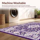 Ultra Soft Area Rug, Non Slip, Stain Resistant, Washable Area Rugs for Living Room, Bedroom, Vibrant Geometric Distressed Charm(Purple)