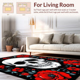 Ultra Soft Area Rug, Non Slip, Stain Resistant, Washable Area Rugs for Living Room, Bedroom, Striking Dark Floral Aesthetic(Red)