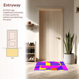 Ultra Soft Area Rug, Non Slip, Stain Resistant, Washable Area Rugs for Living Room, Bedroom, Artistic Geometric Watercolor Fusion(Purple)