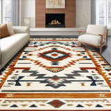 Ultra Soft Area Rug, Non Slip, Stain Resistant, Washable Area Rugs for Living Room, Bedroom, Elegant Southwest Tiled Motif(Beige)