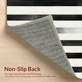 Ultra Soft Area Rug, Non Slip, Stain Resistant, Washable Area Rugs for Living Room, Bedroom, Modern Bistro Inspired Ground Cover With Alternating Band Pattern(Black)