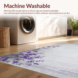 Ultra Soft Area Rug, Non Slip, Stain Resistant, Washable Area Rugs for Living Room, Bedroom, Contemporary Soft Petal Motif(Gray)