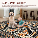 Ultra Soft Area Rug, Non Slip, Stain Resistant, Washable Area Rugs for Living Room, Bedroom, Contemporary Abstract Linear Aesthetics(Black)