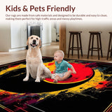 Ultra Soft Area Rug, Non Slip, Stain Resistant, Washable Area Rugs for Living Room, Bedroom, Whimsical Black and White Symmetrical Motif(Red)