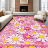 Ultra Soft Area Rug, Non Slip, Stain Resistant, Washable Area Rugs for Living Room, Bedroom, Elegant Soft Pink Botanical Pattern(Pink)