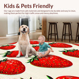 Ultra Soft Area Rug, Non Slip, Stain Resistant, Washable Area Rugs for Living Room, Bedroom, Playful Plush Fruit Design(Red)