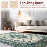 Ultra Soft Area Rug, Non Slip, Stain Resistant, Washable Area Rugs for Living Room, Bedroom, Sophisticated Sage Abstract Motif(Ivory)