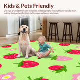 Ultra Soft Area Rug, Non Slip, Stain Resistant, Washable Area Rugs for Living Room, Bedroom, Chic Contemporary Floral Accents(Red)