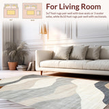 Ultra Soft Area Rug, Non Slip, Stain Resistant, Washable Area Rugs for Living Room, Bedroom, Artful Contemporary Linear Design(Beige)
