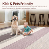 Ultra Soft Area Rug, Non Slip, Stain Resistant, Washable Area Rugs for Living Room, Bedroom, Sleek Minimalist Striped Composition(Gray)