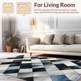 Ultra Soft Area Rug, Non Slip, Stain Resistant, Washable Area Rugs for Living Room, Bedroom, Sleek Modern Geometric Aesthetic(Gray)