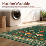 Ultra Soft Area Rug, Non Slip, Stain Resistant, Washable Area Rugs for Living Room, Bedroom, Whimsical Green Floral Fusion(Green)