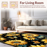 Ultra Soft Area Rug, Non Slip, Stain Resistant, Washable Area Rugs for Living Room, Bedroom, Contemporary Rustic Floral Fusion(Yellow)
