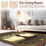 Ultra Soft Area Rug, Non Slip, Stain Resistant, Washable Area Rugs for Living Room, Bedroom, Elegant Gold and Brown Harmony(Brown)