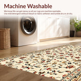 Ultra Soft Area Rug, Non Slip, Stain Resistant, Washable Area Rugs for Living Room, Bedroom, Vintage Floral Light Brown Living Room Rug(Beige)