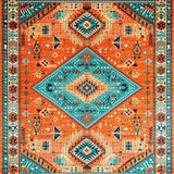 Ultra Soft Area Rug, Non Slip, Stain Resistant, Washable Area Rugs for Living Room, Bedroom, Playful Rustic Diamond Arrangement(Orange)