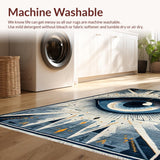 Ultra Soft Area Rug, Non Slip, Stain Resistant, Washable Area Rugs for Living Room, Bedroom, Evil Eye Ethnic Patterned Accent(Blue)