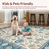 Ultra Soft Area Rug, Non Slip, Stain Resistant, Washable Area Rugs for Living Room, Bedroom, Rustic Whimsical Floral Composition(White)