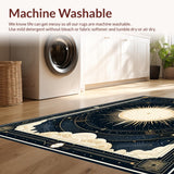 Ultra Soft Area Rug, Non Slip, Stain Resistant, Washable Area Rugs for Living Room, Bedroom, Elegant Minimalist Lunar Design(Black)