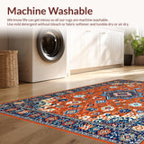 Ultra Soft Area Rug, Non Slip, Stain Resistant, Washable Area Rugs for Living Room, Bedroom, Lively Multicolor Medallion Charm(Orange)