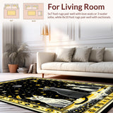 Ultra Soft Area Rug, Non Slip, Stain Resistant, Washable Area Rugs for Living Room, Bedroom, Retro Abstract Zodiac Illustration(Black)