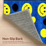 Ultra Soft Area Rug, Non Slip, Stain Resistant, Washable Area Rugs for Living Room, Bedroom, Playful Geometric Face Pattern(Blue)