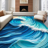 Ultra Soft Area Rug, Non Slip, Stain Resistant, Washable Area Rugs for Living Room, Bedroom, Beach Theme Non-Slip Carpet for Girls' Playroom(Blue)