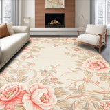 Ultra Soft Area Rug, Non Slip, Stain Resistant, Washable Area Rugs for Living Room, Bedroom, Vintage Floral Area Non Skid Kitchen with Charming Design(Beige)