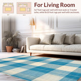 Ultra Soft Area Rug, Non Slip, Stain Resistant, Washable Area Rugs for Living Room, Bedroom, Soft Scalloped Coastal Charm(Beige)