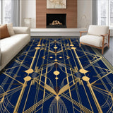 Ultra Soft Area Rug, Non Slip, Stain Resistant, Washable Area Rugs for Living Room, Bedroom, Art Deco Geometric Elegance(Blue)
