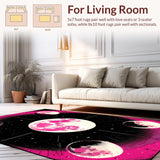 Ultra Soft Area Rug, Non Slip, Stain Resistant, Washable Area Rugs for Living Room, Bedroom, Contemporary Floral Starry Aesthetic(Pink)