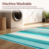 Ultra Soft Area Rug, Non Slip, Stain Resistant, Washable Area Rugs for Living Room, Bedroom, Rustic Textured Colorful Weave(Green)