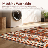 Ultra Soft Area Rug, Non Slip, Stain Resistant, Washable Area Rugs for Living Room, Bedroom, Intricate Southwestern Patterned Elegance(Red)